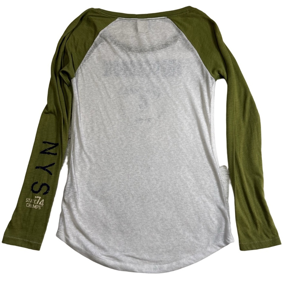 Abercrombie & Fitch Medium Green White Raglan Long Sleeve Shirt Tee Vintage NWOT - Picture 4 of 11